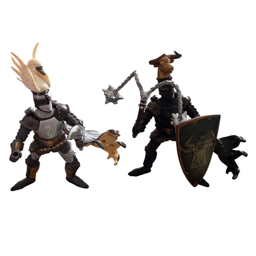 Schleich Medieval Knights Swan‎ and Bull Warrior Action Figures Lot of 2